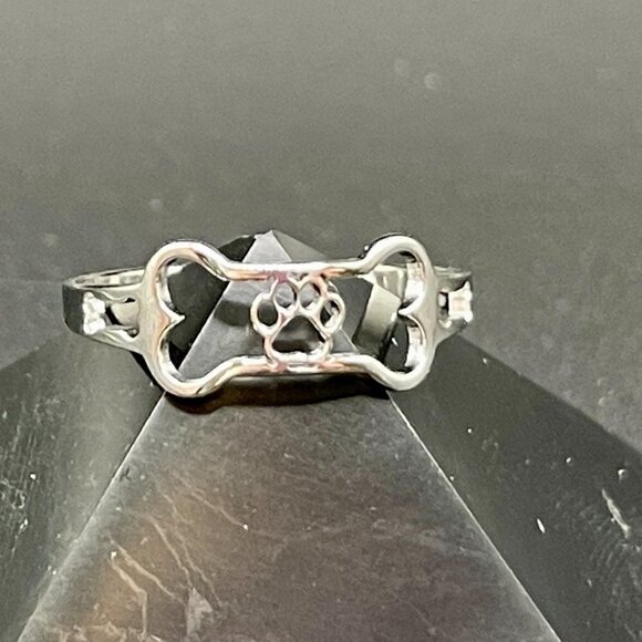 Dog Bone and Paw Print Ring with Open Design #1246 - Picture 6 of 14